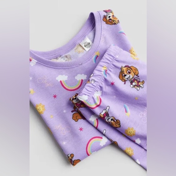 H&M Kids Paw Patrol Skye Rainbow Jersey Pajamas PJs Short Sleeve Set Girls 3T - Picture 3 of 4